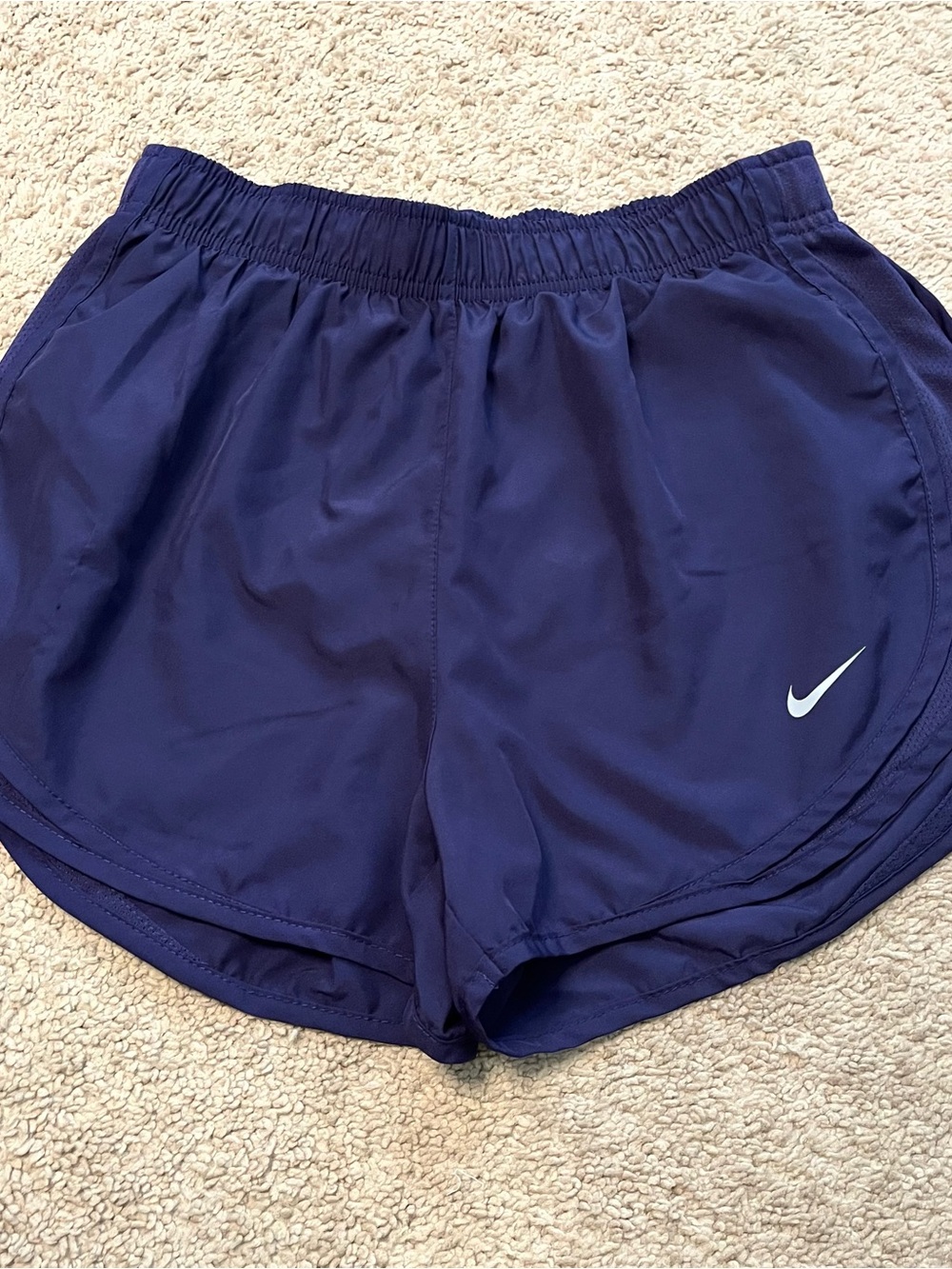 Nike Women's Deep Navy Athletic Running Shorts with White Swoosh